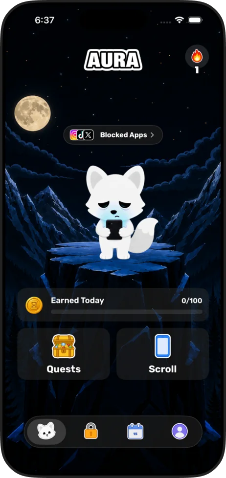 Aura app home screen on an iPhone
