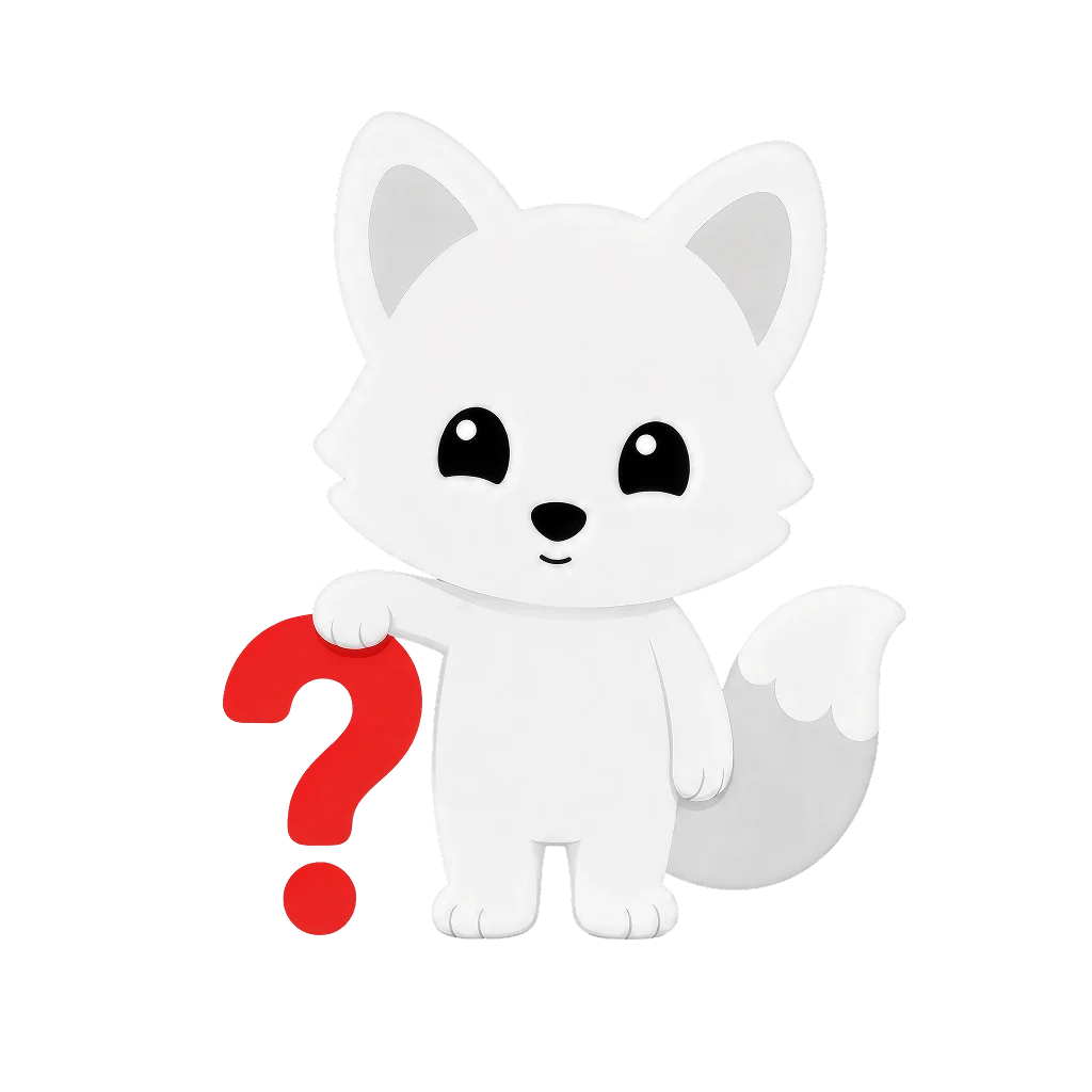 Aura fox holding a question mark